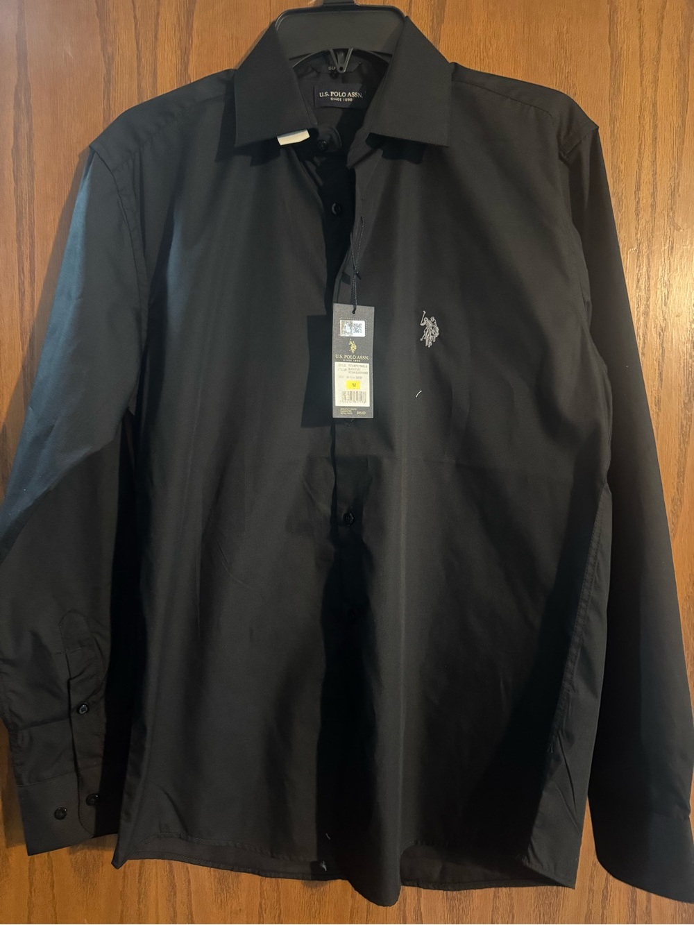 U.S. Polo Assn. Men's Black Button-Up Shirt Jacket with Embroidered Logo